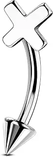 [OUFER] G23 Titanium Internal Threaded Curved Barbell 16G Vertical Eyebrow Bar Rook Daith Helix Piercing Jewellery Earring 8 mm Bar Labret Bottom Lip Orbital Arrows Conch Ring Tragus