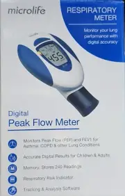 Microlife Digital Peak Flow Respiratory Meter tracker Helps Asthmatcis And COPD
