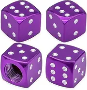 MEAJOO 4PCS Dice Style Tire Valve Stem Caps, with O Rubber Ring, Universal Aluminium Alloy Dustproof Tire Valve Stem Covers for Cars, SUV, Trucks, Bikes, Motorcycles, Bicycles(Purple)