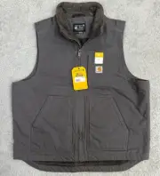 NWT Carhartt Men's Large Sherpa Lined Mock-Neck Vest Gray Workwear Jacket