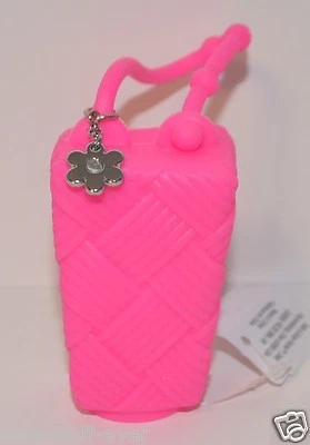 BATH BODY WORKS BASKET WEAVE PINK POCKETBAC HOLDER CASE SANITIZER KEYCHAIN