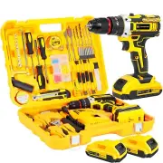 CANBRAKE 21V Tool Kit with Drill, 120PCS 21V Cordless Drill Set with 3/8" Key
