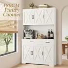 White Sideboard Buffet Pantry Cupboard Hutch Dresser Hall Bar Kitchen Room Table