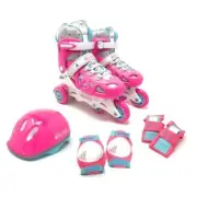 Girls Inline Training Skate Combo Set - Pink/Purple - Small Sizes 10-13