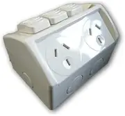 Crown Weatherproof 2 GPO PowerPoint Waterproof 10A IP53 Double with Extra Switch