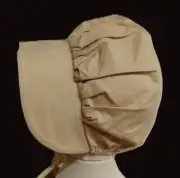 Girl size Prairie Pioneer Old Fashioned Costume Bonnet light tan khaki cotton