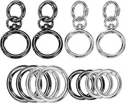 uxcell 4 Pcs Metal Swivel Clasps Key Chain O Ring Keyrings Round Spring Snap Keychain Hook Clip for Chains Extender DIY Handicrafts Keys Lanyards Jewelry Findings, Silver Tone/Gun Black