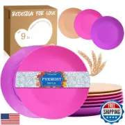 PYRMONT Dinner Plates Wheat Straw Plates Set 6 PCS,Unbreakable Plastic Reusab