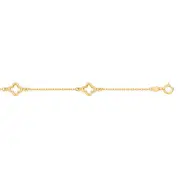 9ct Gold 19cm Multi Open Clover Solid Trace Bracelet