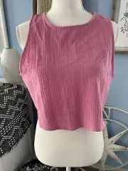 Zara Tank Top Crop Top Shirt Crew Neck Open Back Ties Back Pink Extra Large XL