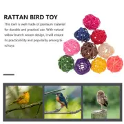 10 Pcs Pet Bird Toys Colorful Wicker Parrot Willow Ball Foraging Aviary Hanging