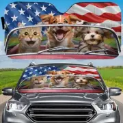 Personalized Cats Photo 4th July Car Sunshade, Custom Auto Windshield Sunshade