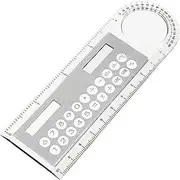 Silver 3 in 1 Mini Pocket Basic Calculator with Magnifier, Solar Transparent Ruler, Digital Desktop Calculator for Kids, Students & Schools