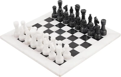 Marble Chess Set 15 Inches White and Black Handmade Chess Board Game - Best Trav