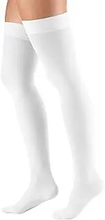 Truform 20-30 mmHg Compression Stockings for Men and Women, Thigh High Length, Dot Top, Closed Toe