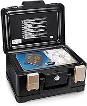 Honeywell Safes & Door Locks- 30 Minute Fire Safe Waterproof Safe Box Chest with Carry Handle, Small, 1102, Black, 4.3 litre