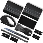 Vinyl Wrap Tools, Kitchen Wrap, Wallpaper Smooth, Cabinet Wrap, Car Window Tint, Cabinet Wrap, Peel & Stick Install, DIY Accessory, Suede Squeegee, Edge Trimmer, Cutter, Utility Knife, Black, 6 in 1