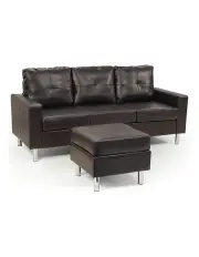 [Sarantino] Corner Sofa Lounge Couch Modular Furniture Chair Home Faux Leather Chaise Brown