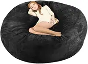 Bean Bag Chair: Giant 7FT Memory Foam Furniture Bean Bag - Big Sofa with Soft Micro Fiber Cover (Filling Not Included),Black-180X80cm