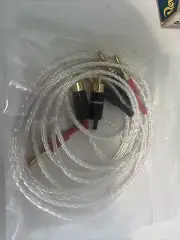 Pair HI-End Silver Plated Gold RCA to Banana Plugs Wire Speaker Cable, 10 Ft