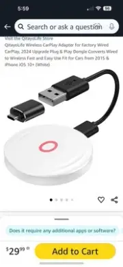 QitayoLife Wireless CarPlay Adapter White