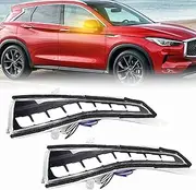 PGTOPONE Dynamic Sequential Blink LED Side Mirror Turn Signal Light Strip Assembly White Light Parking Puddle Light Lamp Kit For Infiniti Q50 Q60 Q70 QX30 Side View Mirrors Light Indicator