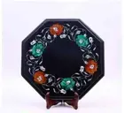 12" Black Marble Coffee Table Top green malachite Pattern Inlay Corner Table