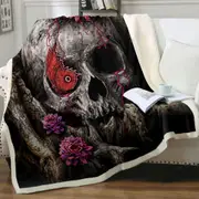 Dark Art A Glance of Evanescence Red Butterfly and Skull Throw Blanket