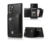 Case for Samsung Galaxy Note10, Leather Wallet Case With Card Pockets Back Flip Shockproof Cover Case-Black