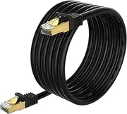 Outdoor Cat 6 Ethernet Cable 75M/250 ft,FTP-550MHZ-Shielded CAT6 RJ45 Network LAN Waterproof Direct Burial Internet Cord 75M Round Black