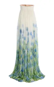 [Oscar de la Renta] Allium-Printed Silk-Chiffon Gown