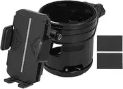 Stroller Cup Holder Scooter Bike Dual Cup Groove Bottle Holder Drink Holder 360 Degree Rotation Phone Holder (Black)