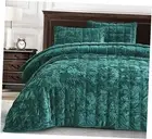 Piers Emerald Green Velvet Quilt King Set, 3-Piece Lush Plush Distressed