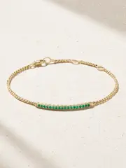 [David Yurman] David Yurman - Petite Pavé 18-karat Gold Emerald Bracelet - L L Gold