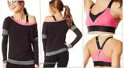 ZUMBA FITNESS Adjustable MESH V-Bra & Band It Long Sleeve Tee 2 PIECE SET!! S M
