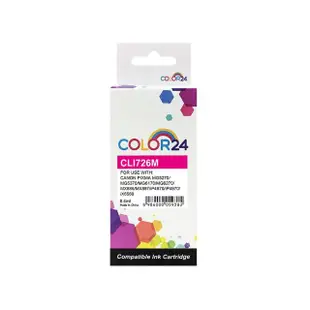 【Color24】for CANON CLI-726M/CLI726M 紅色相容墨水匣(適用 PIXMA MG5270/MG5370/MG6170/MG6270)