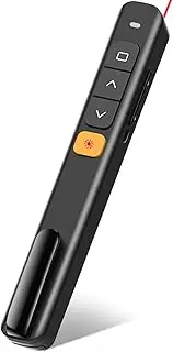 Wireless Presenter Remote, 2.4G Computer Clicker with Hyperlink and Volume Control, 90mAh USB Rechargeable Presentation Remote Clicker, 328ft, for Classroom Office Meeting