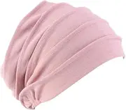 [KUYYFDS] Skullies Beanies, Cotton Chemo Head Scarf Turban Hat Sleep Cap Headwear Ethnic Wrap Cap Compatible Women with Chemo Cancer Hair Loss Skin Pink