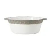 Tuxton China Inc 3.5 qt Porcelain White w/ Black Truffle Band Casserole- 2 EA