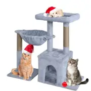 Cat Tree Tower 29.5 inch Cat Post Scratcher with Hammock Perch Cat Tower Grey