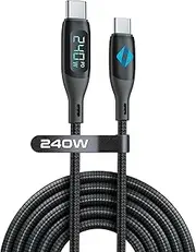 ZYRON 240W USB-C to USB-C Cable, PD3.1 QC4+ Fast Charging Type C Cable with Digital Display, Nylon Braided USBC Cord for MacBook Pro/Air, Samsung S24/S23, Pixel, iPad Pro, Dell, Lenovo, Switch (3m)