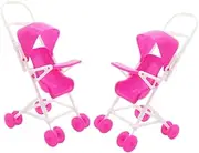 Totority 2pcs Simulation Stroller Carrier Simulation Doll Stroller Dollhouse Dinosaur Dolls Realistic Dolly Doll Mini Furniture Adornment Car Seat Unicorn Wheel Car Plastic Rosy