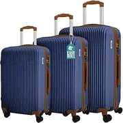 [PROVITERA] Set of 3 Hard ABS Suitcases, 38 – 59 – 90 Litres, Telescopic Handle and 4 Easy Roll Wheels, Durable and Lightweight Trolley for Travel, Hand Luggage, Code Lock, blue, Modern