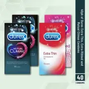 Durex Condoms 40 Pcs Combo Extra Ribbed Thin & Mutual