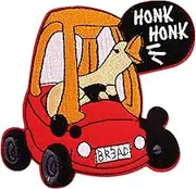 DBChan Goose Drives Honk Honk Embroidery Patch, Morale Iron-on Patches, Funny Car Sew On Meme Patches for Hat Backpack Jacket Clothes (B)