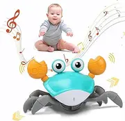 XONTEUS Crawling Crab Baby Toy,with Light Up and Music Toddler Interactive Toys with Sensor Obstacle Avoidance Function, Great Easter Toys for Easter Basket Stuffer, Boys Girls Holiday Birthday Gifts