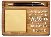 GOMAKERER Sticky Note Holder, Employee Appreciation Pine Wood Memo Holder Whoop and Star Pattern Note Organizer Self-Stick Note Pad Holders Wooden Office Decor for Office Desk Gift