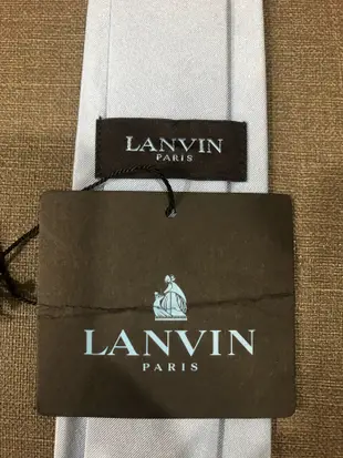 全新LANVIN水藍色斜織紋窄版領帶