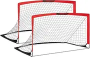 L RUNNZER Portable Soccer Goal, Pop Up Soccer Goal Net for Backyard, Set of 2 with Portable Carrying Case