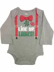 Infant Boys Gray Mistletoe Line Up Ladies Christmas Creeper Bodysuit 3/6M